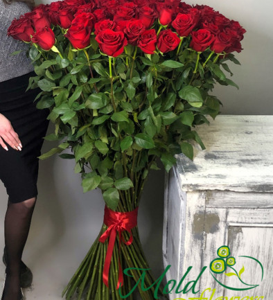 Красная роза голландская премиум 100-110 см (ПОД ЗАКАЗ 10 дней) Фото 394x433